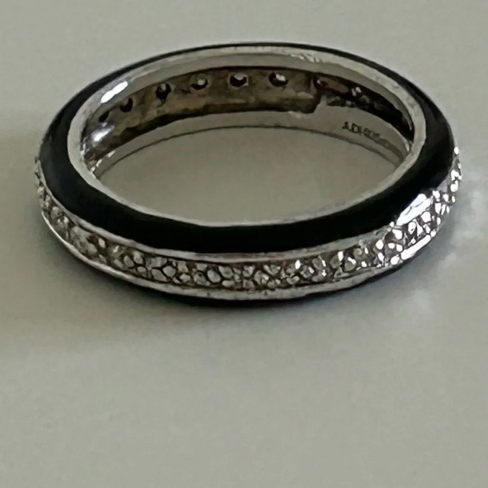 Victoria Wieck Sterling Silver Absolute CZ  Enamel Band Ring 6